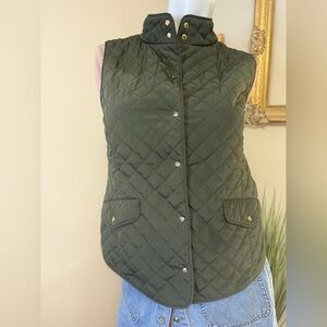 AMICHI Madrid Spain Quilted Green Vest with Gold Buttons Small